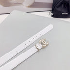 CC 30MM BELT IN WHITE SMOOTH CALFSKIN METAL HARDWARE