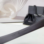 CC 30MM BELT IN BLACK SMOOTH CALFSKIN METAL HARDWARE