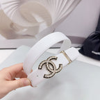 CC 30MM BELT IN WHITE SMOOTH CALFSKIN METAL LOGO