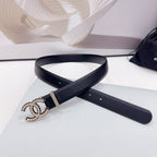 CC 30MM BELT IN BLACK SMOOTH CALFSKIN METAL LOGO