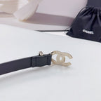 CC 30MM BELT IN BLACK SMOOTH CALFSKIN METAL LOGO
