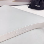 CC 30MM BELT IN WHITE SMOOTH CALFSKIN METAL LOGO GOLD HARDWARE