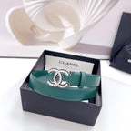 CC 30MM BELT IN GREEN FOREST CALFSKIN METAL HARDWARE
