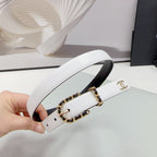 CC BELT 20 MM IN WHITE MIX BLACK CALFSKIN GOLD HARDWARE