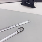 CC BELT 20 MM IN SILVER MIX BLACK CALFSKIN SILVER HARDWARE