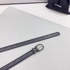 CC BELT 20 MM IN BLACK CALFSKIN SILVER HARDWARE