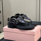 Sandals Black Retro Sheepskin
