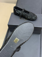 CRYSTAL-EMBELLISHED BALLERINA SHOES BLACK