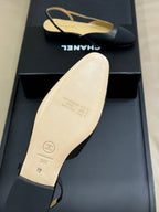 CC CLASSIC SLINGBACK BLACK BEIGE GOATSKIN BLACK GROSGRAIN