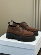 CELINE 25S THICK SOLED LOAFERS IN BROWN CALFSKIN SUEDE