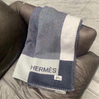 H RIVIERA BLANKET 200 CM IN NAVY BLUE WOOL AND CASHMERE 136856