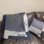 H RIVIERA BLANKET 200 CM IN NAVY BLUE WOOL AND CASHMERE 136856
