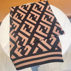 FF 180 SCARF IN BROWN MIX BLACK CASHMERE AND WOOL