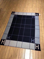 AVALON III THROW BLANKET 175 CM IN NAVY BLUE WOOL AND CASHMERE 351741
