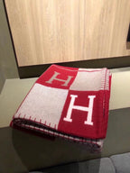 AVALON III THROW BLANKET 175 CM IN CHERRY RED WOOL AND CASHMERE 351743