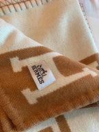 TIGRE BAYADERE BLANAVALON III THROW BLANKET IN CAMEL BROWN CASHMERE 407143