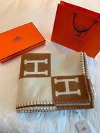 TIGRE BAYADERE BLANAVALON III THROW BLANKET IN CAMEL BROWN CASHMERE 407143