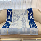 AVALON EPOPEE BLANKET 140 CM IN COBALT BLUE WOOL AND CASHMERE 415188