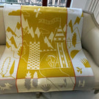 AVALON EPOPEE BLANKET 140 CM IN HONEY YELLOW WOOL AND CASHMERE 415189