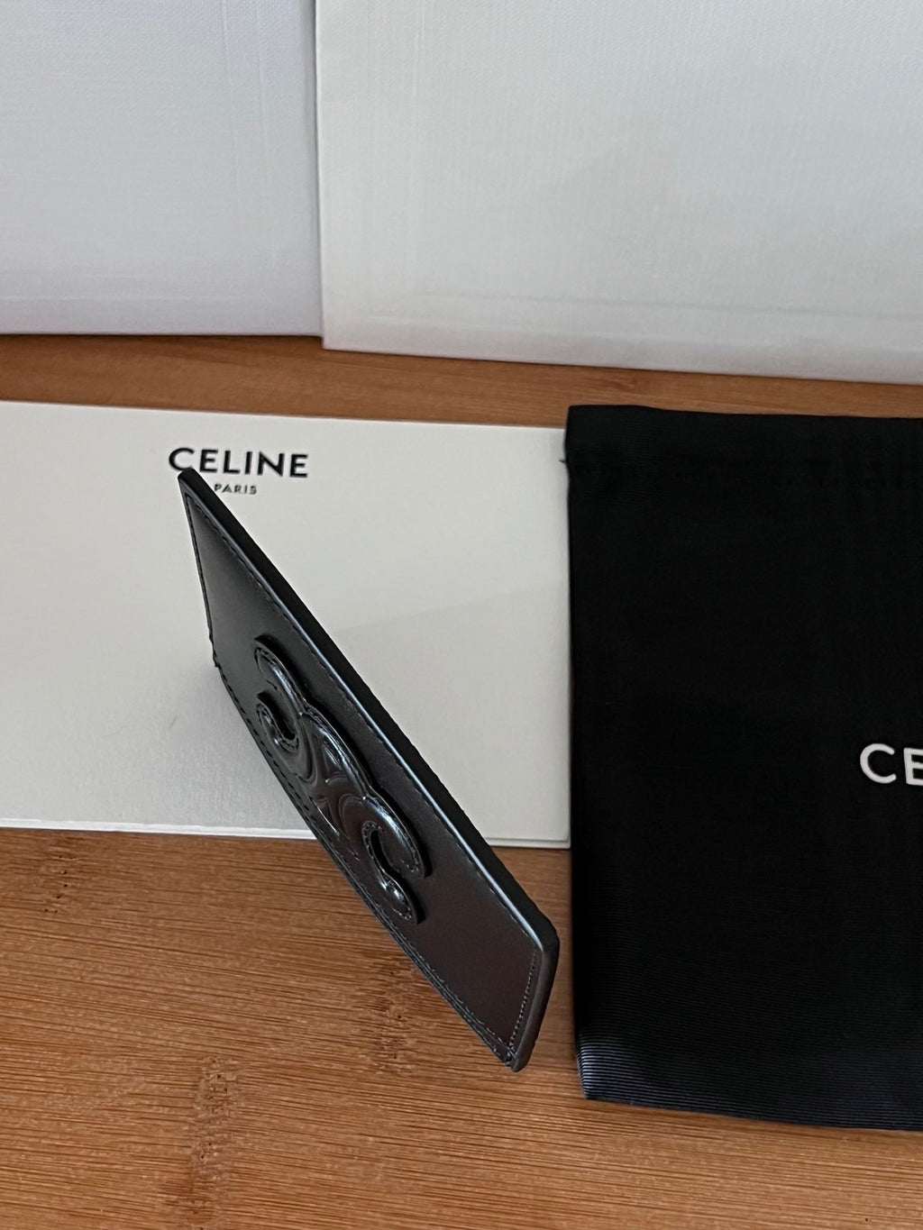 TRIOMPHE 10B703 Card Holder Black Cowhide Leather