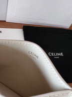 TRIOMPHE Card Holder White Cowhide& Fabric GHW