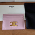 TRIOMPHE Card Holder Pink Cowhide& Fabric GHW