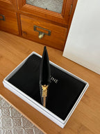 ESSENTIALS Zippered Compact Card Holder Black Cowhide