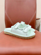 REFINED DAD SANDAL IN PISTACHIO GREEN LAMBSKIN MULE