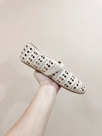ALAIA HOLLOW BALLET FLAT IN BEIGE LAMBSKIN