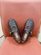 ALAIA HOLLOW BALLET FLAT IN BLACK LAMBSKIN
