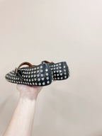ALAIA MARY JANE SHOES IN BLACK LAMBKIN ATTACH RHINSTONES