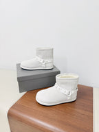 BALENCIAGA 25S ALASKA ANKLE BOOTS IN WHITE SUEDE AND LAMBSKIN