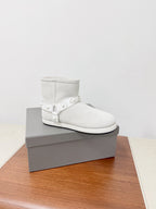BALENCIAGA 25S ALASKA ANKLE BOOTS IN WHITE SUEDE AND LAMBSKIN