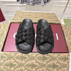GG SLIDES IN BLACK SUEDE WITH EMBOSSED LOGO STYLE 6