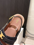 CELINE 25S TIPPI TRIOMPHE SANDAL IN BLACK CALFSKIN SUEDE