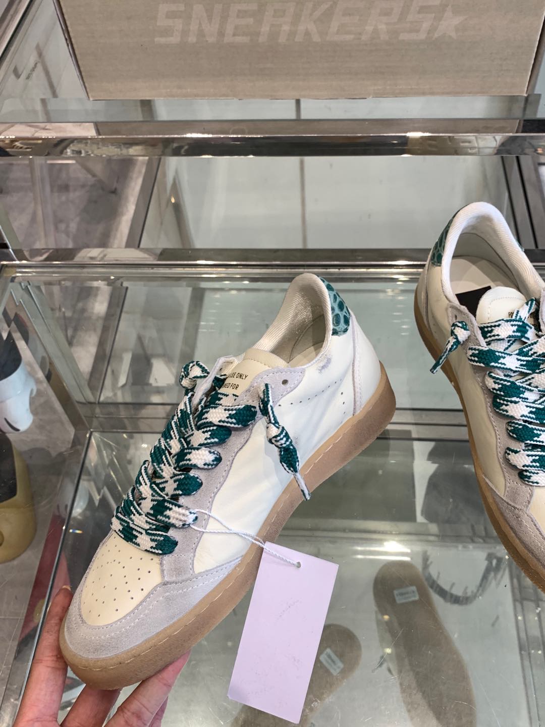 BALL STAR SNEAKERS GREEN CROCODILE EMBOSSED LEATHER STAR