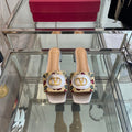 VLTN HIGH HEEL 25S 30 MM IN BEIGE FABRIC AND SILVER LAMBSKIN WITH EMBROIDERED CHERRY MOTIF