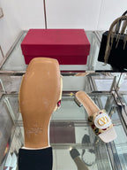 VLTN HIGH HEEL 25S 30 MM IN BEIGE FABRIC AND WHITE LAMBSKIN WITH EMBROIDERED CHERRY MOTIF