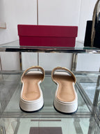 VLTN HIGH HEEL 25S 30 MM IN BEIGE FABRIC AND WHITE LAMBSKIN WITH EMBROIDERED CHERRY MOTIF