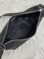 PRADA 25S SHOULDER STRAP BAG 26 IN BLACK CALFSKIN SILVER HARDWRE