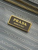 PRADA 25S LUX SOFT BAG 42 IN GRAY GLOSSY CALFSKIN GOLD HARDWARE