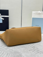 PRADA 25S RE-EDITION 1978 MEDIUM 35 IN DARK CARAMEL NYLON AND SAFFIANO CALFSKIN