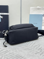PRADA 25S MEDIUM MESSENGER BAG 35 IN BLACK RE-NYLON AND CALFSKIN