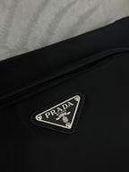 PRADA 25S MEDIUM MESSENGER BAG 35 IN BLACK RE-NYLON AND CALFSKIN