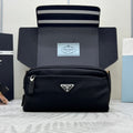 PRADA 25S MEDIUM CLUTCH BAG 26 IN BLACK NYLON SILVER HARDWRE