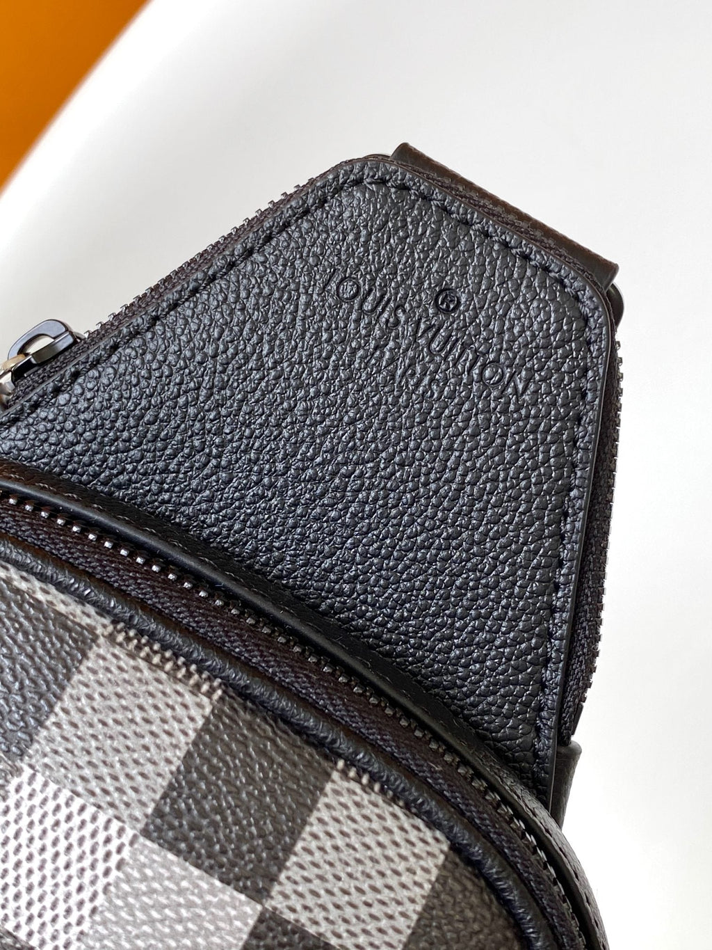 Lv Avenue Slingbag Black Damoflage Black Canvas- Black Metal