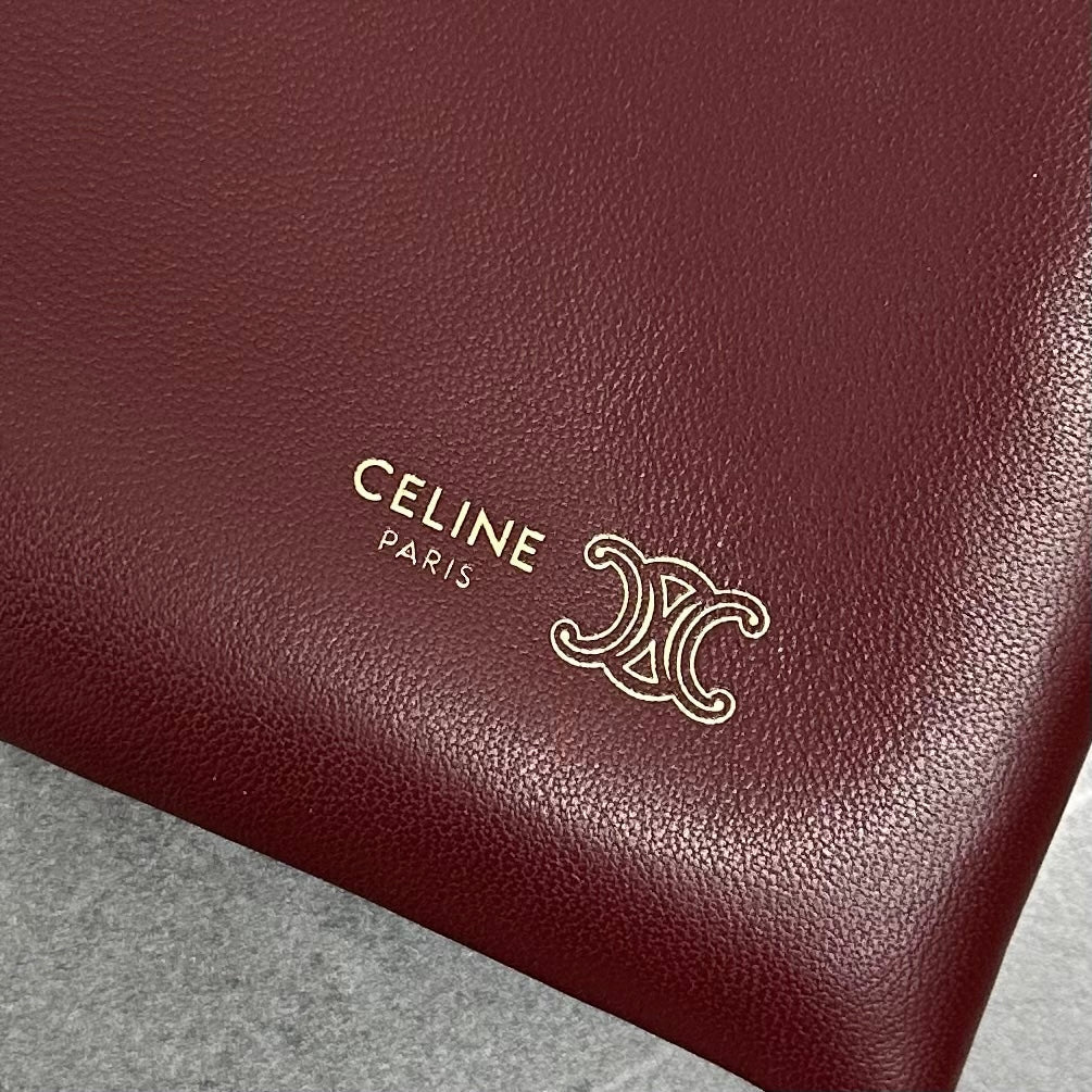 Celine Crystal Pouch Burgundy Lambskin