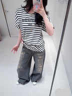 DIOR 25S RIPPED WIDE-LEG PANTS 706
