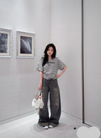 DIOR 25S RIPPED WIDE-LEG PANTS 706