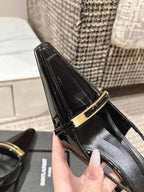 HIGH HEEL 7 CM SLINGBACK IN BLACK PATENT CALFSKIN